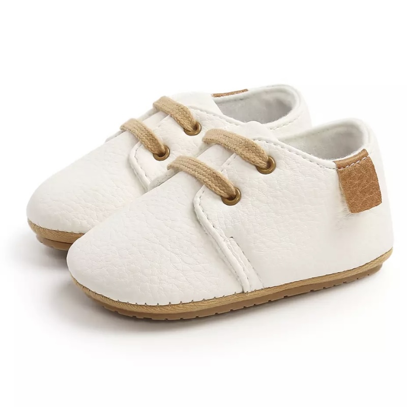 Cas Baby Boy PU White and Beige Shoes | Sorrento Boutique